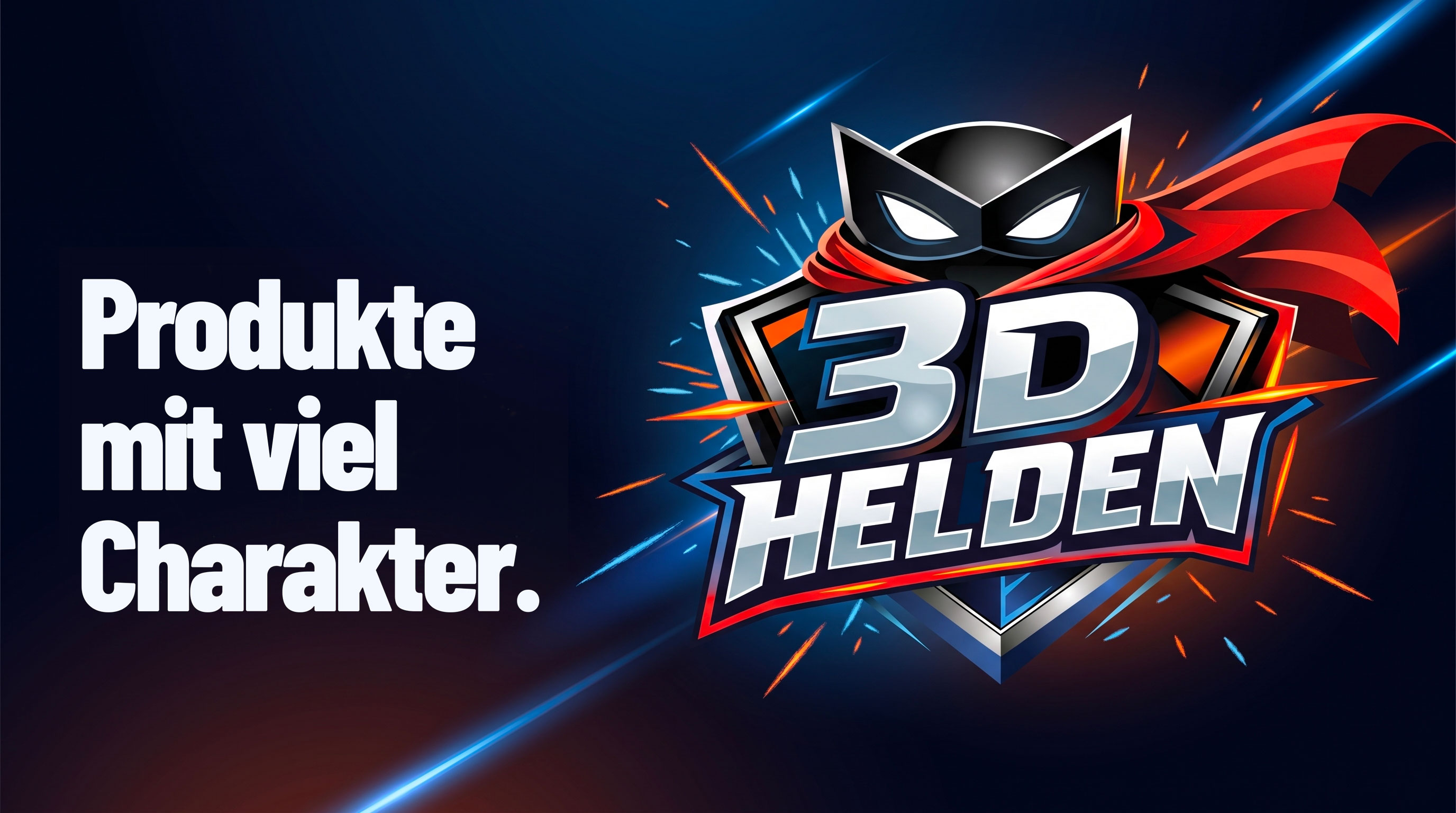 3D-Helden key visual with the statement Produkte mit viel Charakter